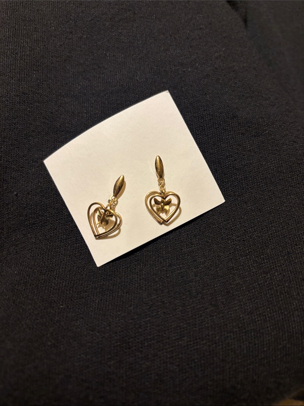 vintage 14K gold-filled heart and butterfly dangle earrings